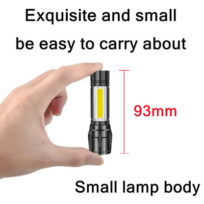 Muunnn Portable LED 3 Modes Rechargeable Zoom Flashlight Light LED Flashlight XPE COB Flashlight with Waterproof Camping Light